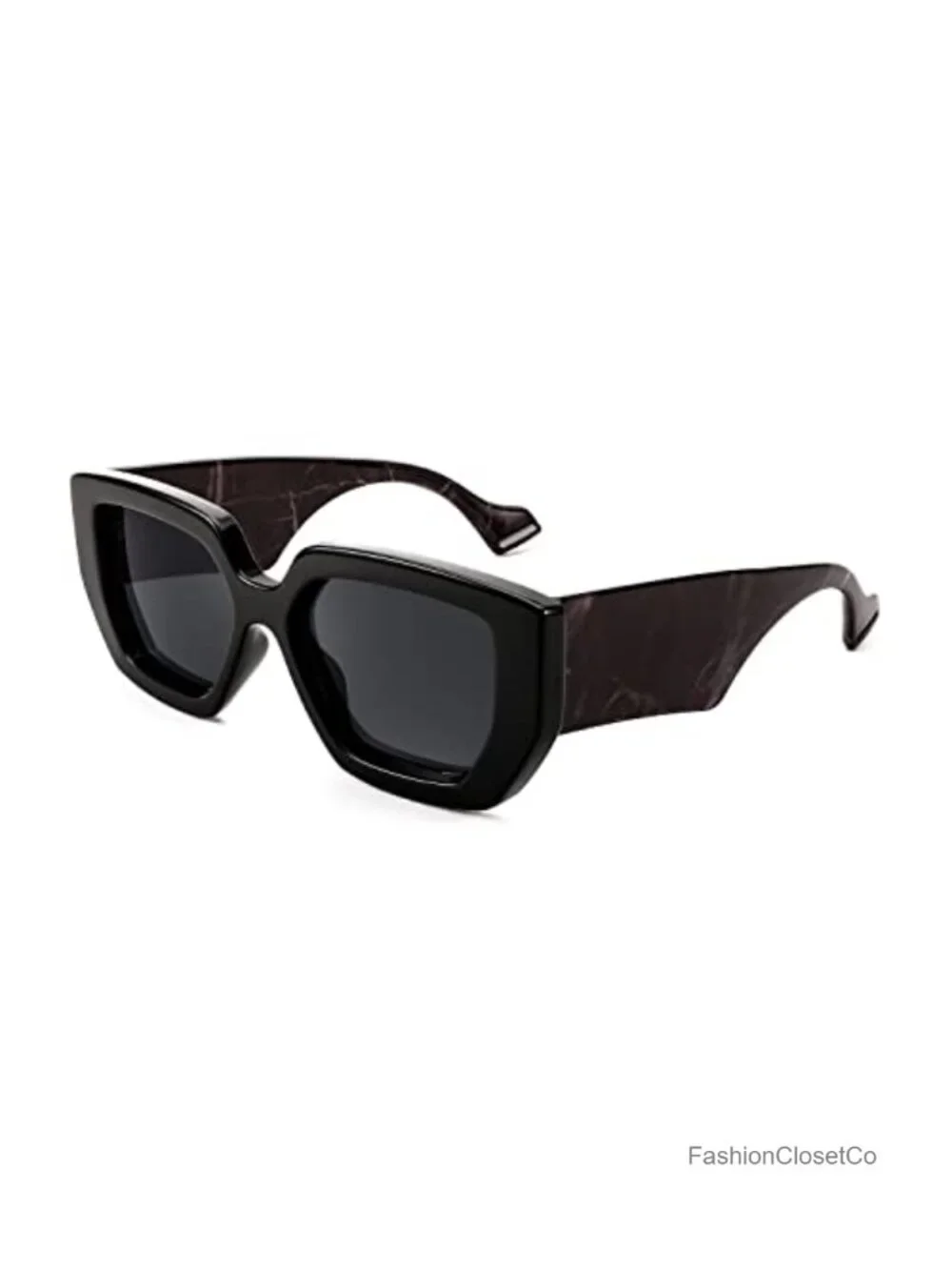 Oversized Square Sunglasses with Thick Plastic Frame UV400 Protection